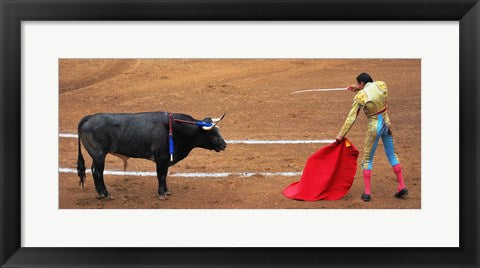 Framed Art Bull and Matador Stand Off Wall Decor 18x24 Artwork
