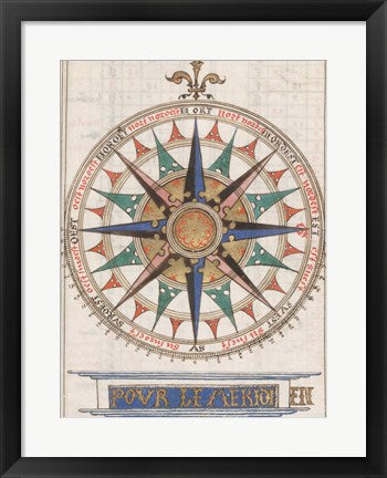 Framed Art Guillaume Brouscon Compass France, 1543 Wall Decor 18x24 Artwork