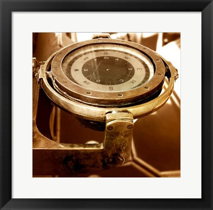 Framed Art HMS Belfast - Admiral's Bridge Compass Wall Decor 18x24 Artwork