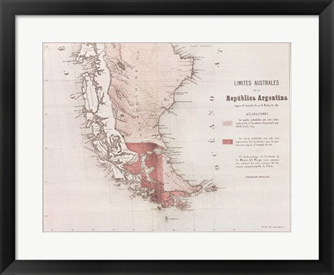 Framed Art Map of Argentina Wall Decor 18x24 Artwork
