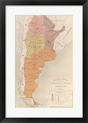 Framed Art Regiones Militares 1905 Wall Decor 18x24 Artwork