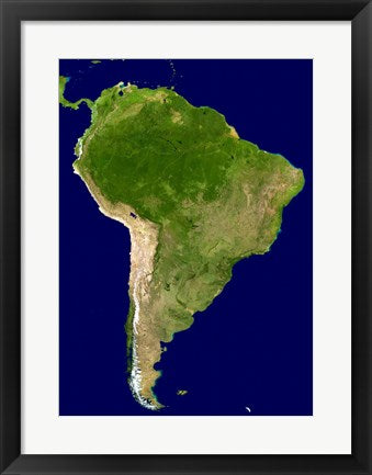 Framed Art South America - Blue Marble Orthographic Wall Decor 18x24 Artwork