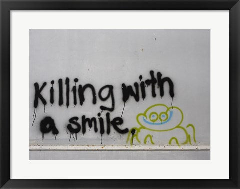 Framed Art Killing With a Smile - Singapore Wall Decor 18x24 Artwork