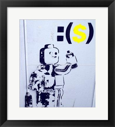 Framed Art Leggo Man Graffiti - Israel Wall Decor 18x24 Artwork