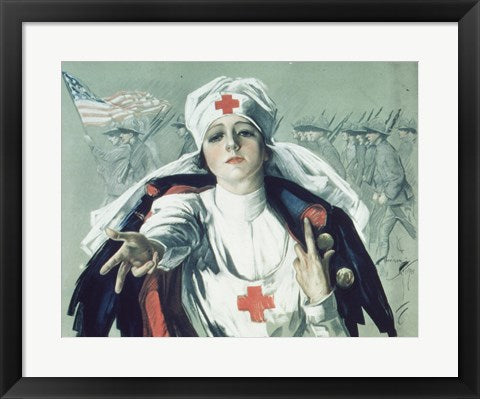Framed Art Red Cross Nurse Wall Decor 18x24 Artwork
