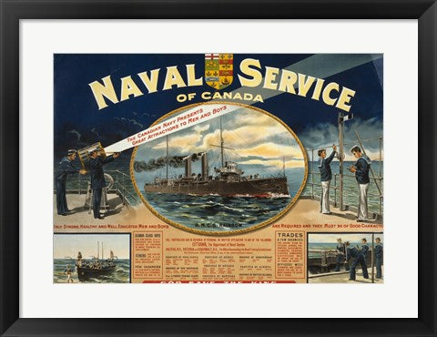 Framed Art Naval Service of Canada Wall Decor 18x24 Artwork