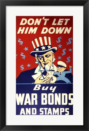 Framed Art Buy War Bonds and Stamps Wall Decor 18x24 Artwork