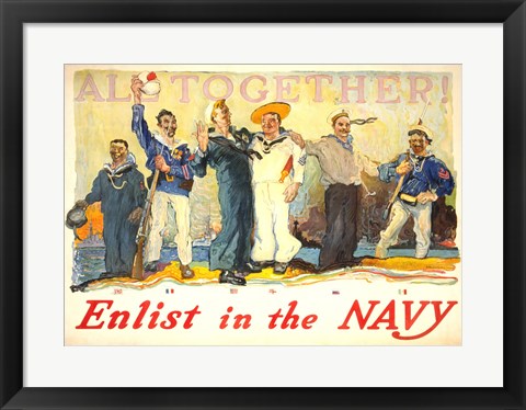 Framed Art All Together, Enlist in the Navy Wall Decor 18x24 Artwork