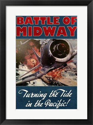 Framed Art Battle of Midway Framed Art for your Home Wall Decor 18x24 Artwork