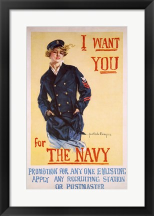 Framed Art I Want You for the Navy Wall Decor 18x24 Artwork