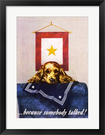 Framed Art Sad Puppy Propoganda Poster, 1944 Wall Decor 18x24 Artwork