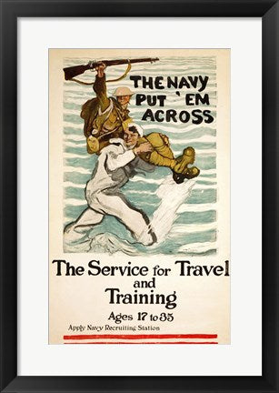 Framed Art Navy Recruitment Poster Wall Decor 18x24 Artwork