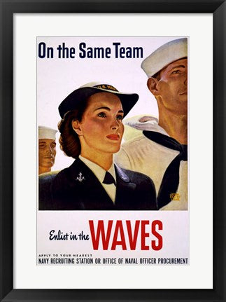 Framed Art On the Same Team Enlist in the Waves Wall Decor 18x24 Artwork