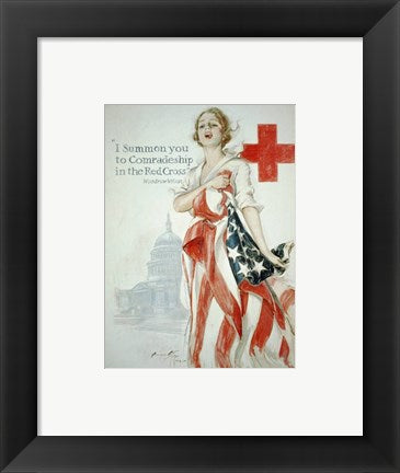 Framed Art Harrison Fisher WWI American Red Cross Poster Wall Decor 18x24 Artwork