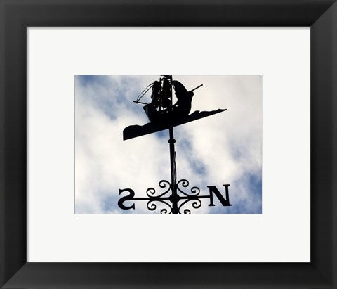 Framed Art Weathervane Iron Boat Wall Decor 18x24 Artwork