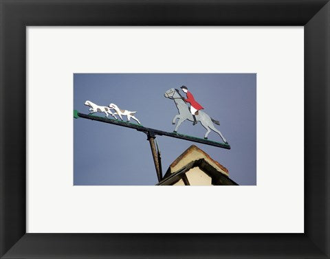 Framed Art Horse and Rider Weathervane Wall Decor 18x24 Artwork