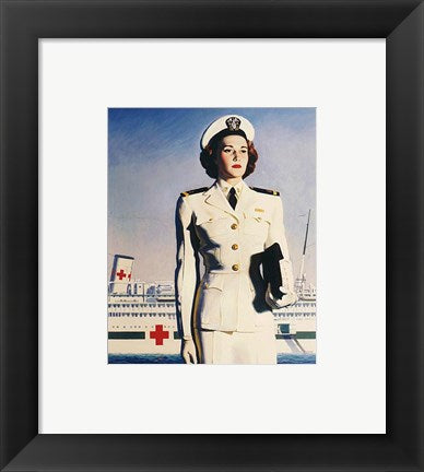 Framed Art Navy Nurse Wall Decor 18x24 Artwork