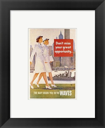 Framed Art Waves Recruiting Poster Wall Decor 18x24 Artwork