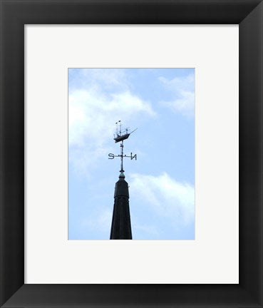 Framed Art Sailing Ship Weathervane Wall Decor 18x24 Artwork