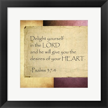 Framed Art Delight Yourself in the Lord Wall Decor 18x24 Artwork
