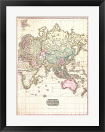 Framed Art Frame Art 1818 Pinkerton Map of the Eastern Hemisphere Wall Decor 18x24 Artwork