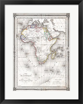 Framed Art 1852 Bocage Map of Africa Wall Decor 18x24 Artwork