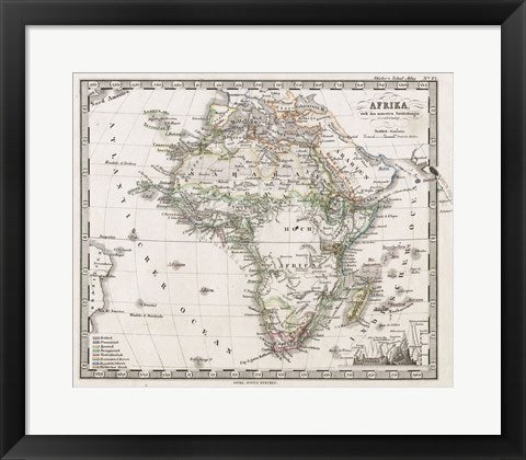 Framed Art 1862 Stieler Map of Africa Wall Decor 18x24 Artwork