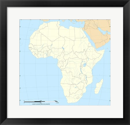 Framed Art Map of Africa Wall Decor 18x24 Artwork