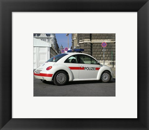 Framed Art VW Police Beetle Wall Decor 18x24 Artwork