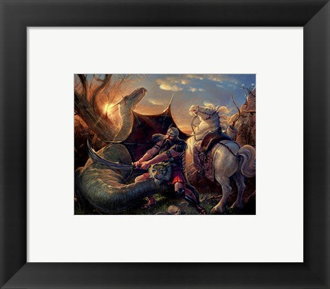 Framed Art Dragon Slayer Framed Art for your Home Wall Decor 18x24 Artwork