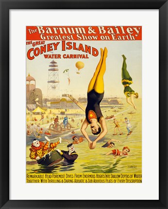 Framed Art Frame Art Barnum & Bailey Coney Island Water Carnival Wall Decor 18x24 Artwork