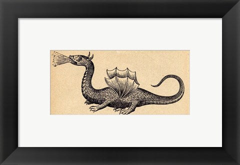 Framed Art Medieval Dragon II Wall Decor 18x24 Artwork