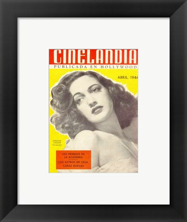 Framed Art Dorothy Lamour CINELANDIA Magazine Wall Decor 18x24 Artwork