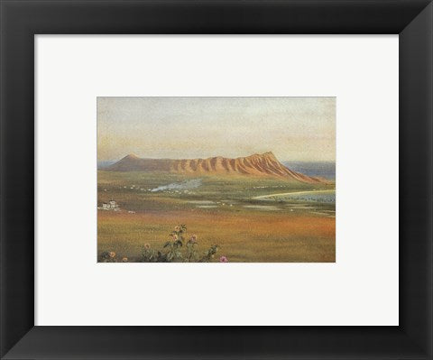 Framed Art Frame Art Edward Clifford (1844-1907) - 'DiamondHead, Honolulu', watercolor painting, 1888 Wall Decor 18x24 Artwork