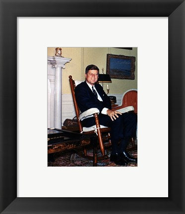 Framed Art JFK in Yellow Oval Room 1962 Wall Decor 18x24 Artwork