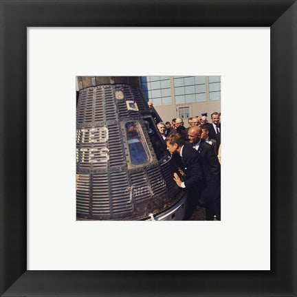 Framed Art JFK Inspects Mercury Capsule Wall Decor 18x24 Artwork