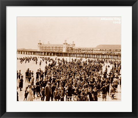 Framed Art Crowd at Atlantic City 1910 Wall Decor 18x24 Artwork