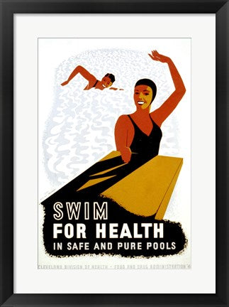 Framed Art Swim for Health Wall Decor 18x24 Artwork