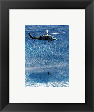 Framed Art US Navy Search and Rescue Diver Wall Decor 18x24 Artwork