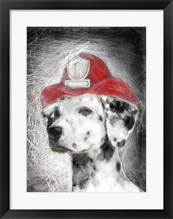 Framed Art Firefighter Dalmation Framed Art for your Home Wall Decor 18x24 Artwork