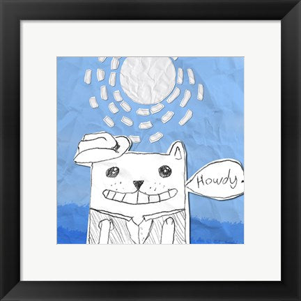 Framed Art Howdy Cat by Tyler Kearns Wall Decor 18x24 Artwork