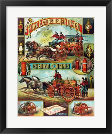Framed Art Frame Art Fire Extinguisher Mfg. Co., Advertising Poster, ca. 1890 Wall Decor 18x24 Artwork
