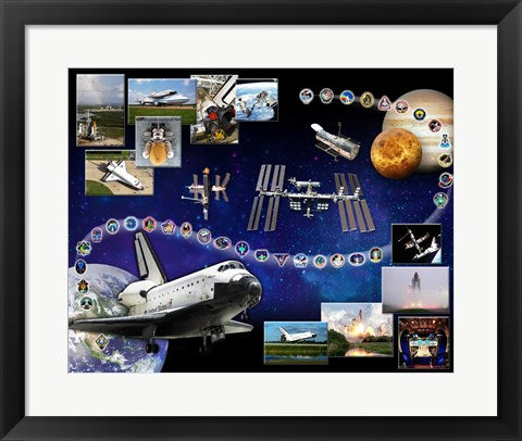 Framed Art Space Shuttle Atlantis Tribute Wall Decor 18x24 Artwork