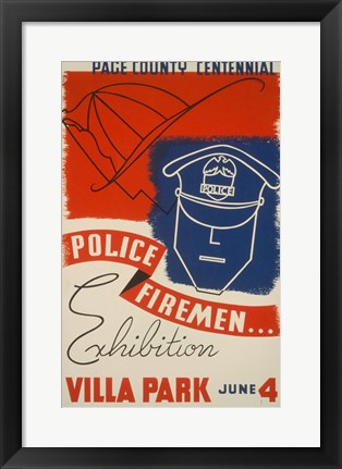 Framed Art Police Firemen Exhibition Villa Park June 4th Wall Decor 18x24 Artwork