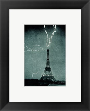 Framed Art Lightning Striking the Eiffel Tower Wall Decor 18x24 Artwork