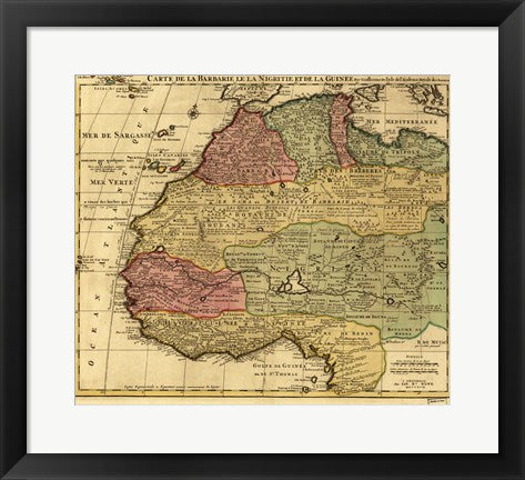 Framed Art Map of Africa 1742 Wall Decor 18x24 Artwork