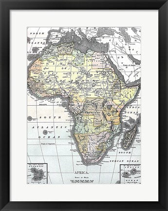 Framed Art Map of Africa from Encyclopaedia Britannica 1890 Wall Decor 18x24 Artwork