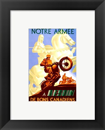 Framed Art Notre Arm'e a Besoin de Bons Canadiens Wall Decor 18x24 Artwork