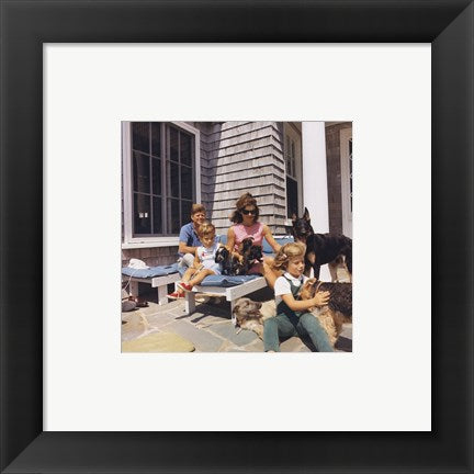 Framed Art Photograph of Kennedy Family with Dogs During a Weekend at Hyannisport Wall Decor 18x24 Artwork