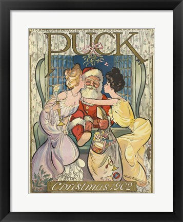 Framed Art Santa 1902 Puck Cover Wall Decor 18x24 Artwork